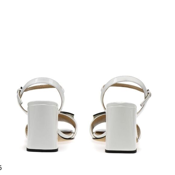 Sergio Rossi white silver block sandal prince heel 36 US 6 - Picture 4 of 11